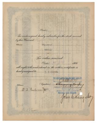 Lot #218 Baltimore and Ohio Railroad Stock Warrant Issued to Marshall Field - Image 2