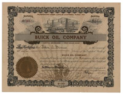 Lot #160 David Dunbar Buick Signed Stock Certificate - Image 1