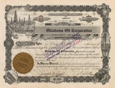 Lot #164 J. Paul Getty Signed Stock Certificate - Image 1