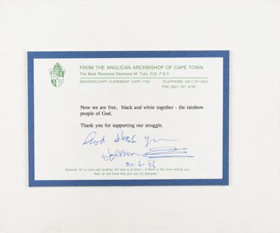 Lot #473 Desmond Tutu Personally-Worn Shirt and Typed Note Signed - Image 2