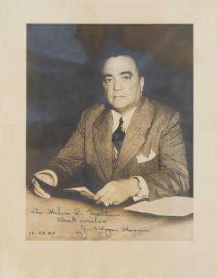 Lot #316 J. Edgar Hoover Signed Photograph