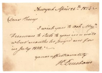 Lot #522 Henry Dearborn Autograph Letter Signed - Image 1