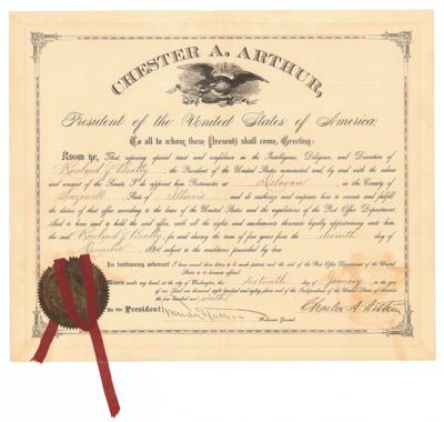 Lot #20 Chester A. Arthur Document Signed as President - Image 1