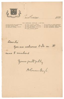 Lot #707 Arthur Conan Doyle Autograph Note Signed