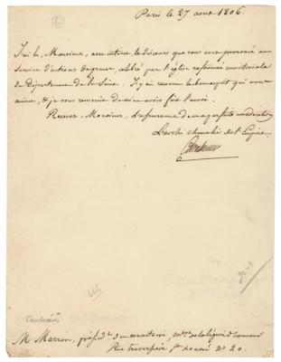 Lot #244 Jean Jacques Régis de Cambaceres Autograph Letter Signed - Image 1