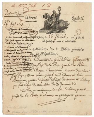 Lot #536 Joseph Fouche Document Signed - Image 1