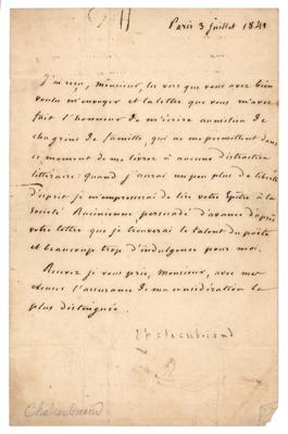 Lot #720 Francois Rene de Chateaubriand Letter Signed - Image 1