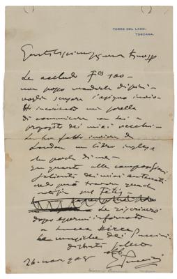 Lot #756 Giacomo Puccini Autograph Letter Signed - Image 1