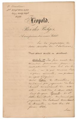 Lot #351 King Leopold I of Belgium Document Signed