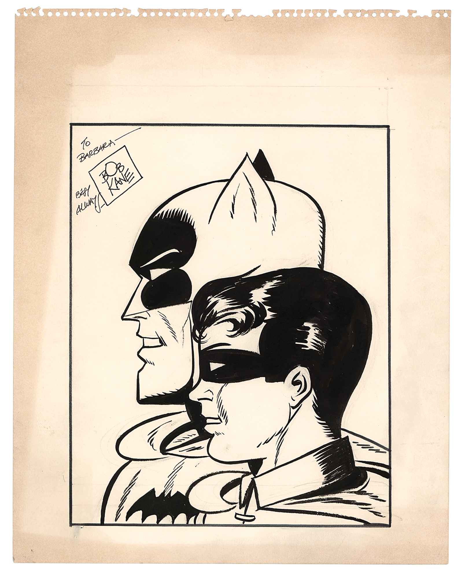 Bob Kane Original Sketch of Batman and Robin | Sold for $1,331 | RR Auction