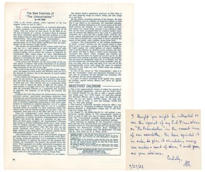 Lot #713 Ayn Rand Autograph Letter Signed - Image 1