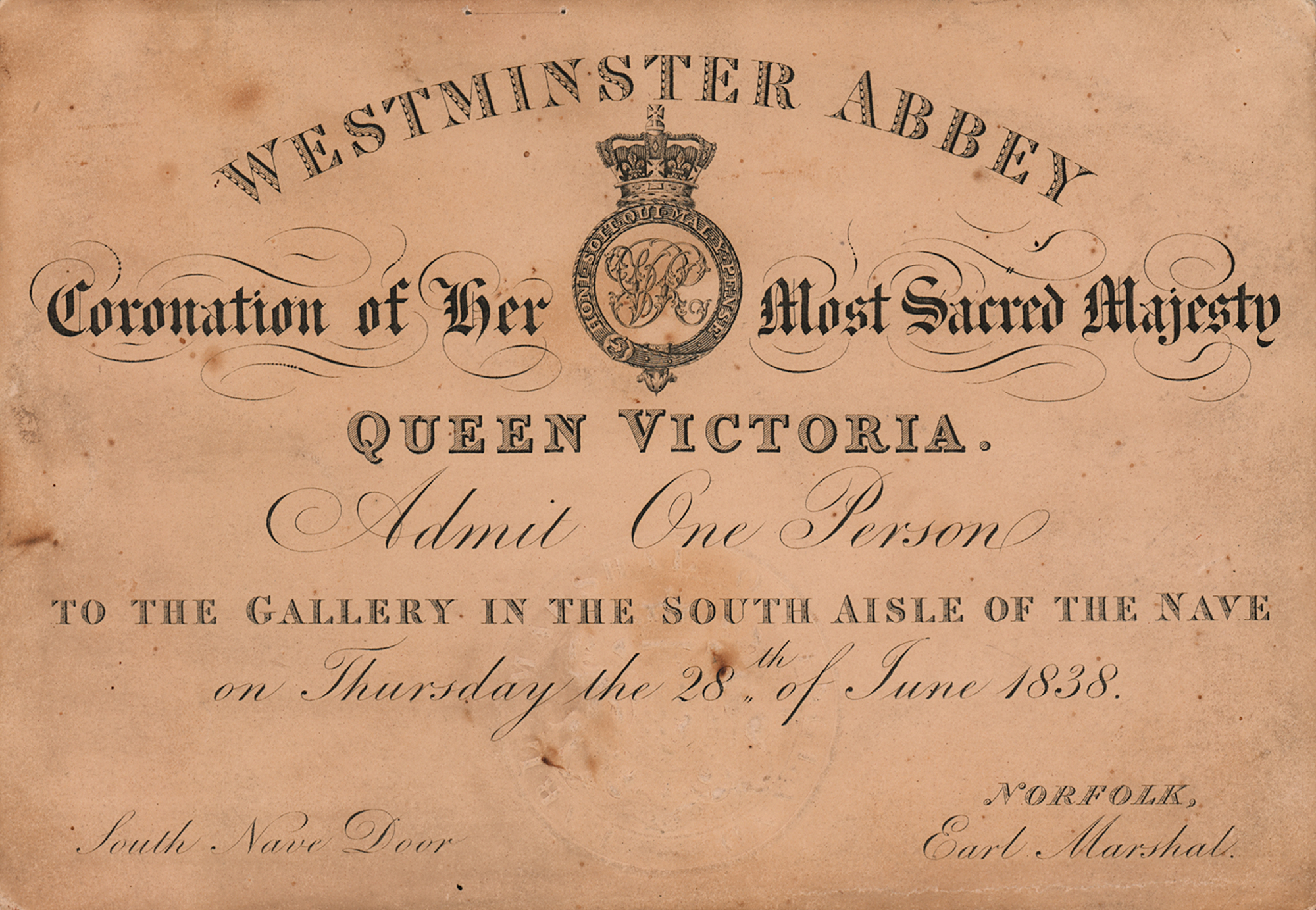 Lot #431 Queen Victoria Coronation Pass