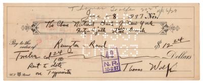 Lot #751 Thomas Wolfe Signed Check
