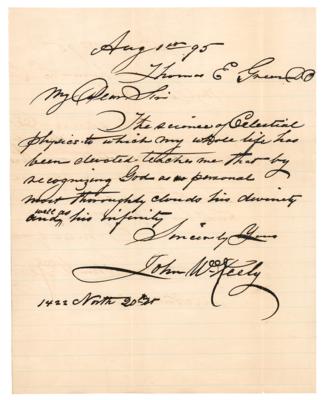 Lot #338 John Ernst Worrell Keely Autograph Letter Signed - Image 1