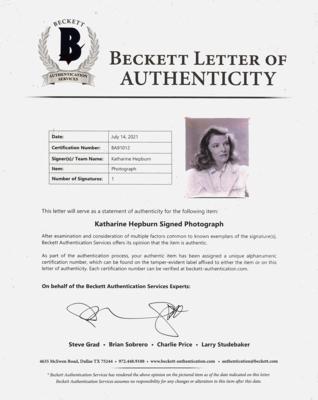 Lot #862 Katharine Hepburn Signed Photograph - Image 2