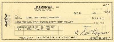 Lot #1075 Ben Hogan Signed Check - Image 1