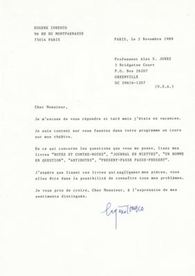 Lot #735 Eugene Ionesco Typed Letter Signed