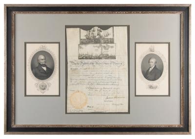 Lot #8 James Monroe and John Quincy Adams Document Signed - Image 1
