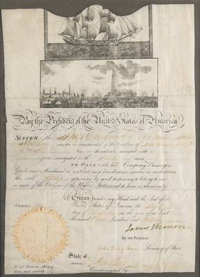 Lot #8 James Monroe and John Quincy Adams Document Signed - Image 2