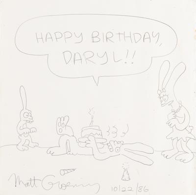 Lot #689 Matt Groening Signed Sketch - Image 1