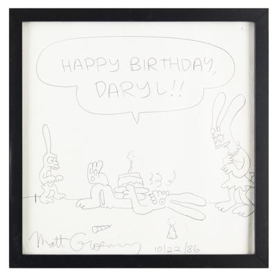 Lot #689 Matt Groening Signed Sketch - Image 2