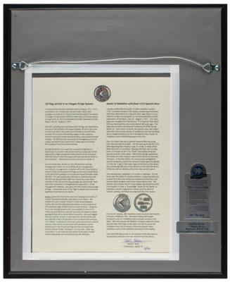 Lot #9385 Dave Scott's Apollo 15 Lunar Landed Flag and Lunar Orbited Metal Robbins Medallion Display - Image 2