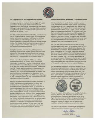 Lot #9385 Dave Scott's Apollo 15 Lunar Landed Flag and Lunar Orbited Metal Robbins Medallion Display - Image 3