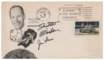 Lot #9415 Al Worden's Apollo 15 Crew-Signed Cover