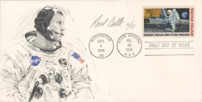 Lot #9253 Paul Calle Signed FDC with Sketch of Neil Armstrong - Image 1