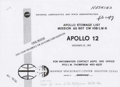Lot #9265 Charles Conrad's Apollo 12 Flown Data File Clip - Image 7