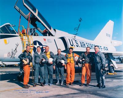 Lot #9002 Gordon Cooper, Scott Carpenter, and Wally Schirra Signed Photograph - Image 1