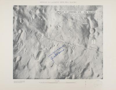 Lot #9342 Edgar Mitchell Signed Apollo 14 Landing Site Chart - Image 1