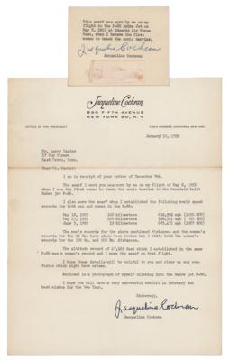 Lot #9717 Jacqueline Cochran Flown Scarf Swatch and Typed Letter Signed - Image 1