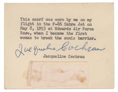 Lot #9717 Jacqueline Cochran Flown Scarf Swatch and Typed Letter Signed - Image 2