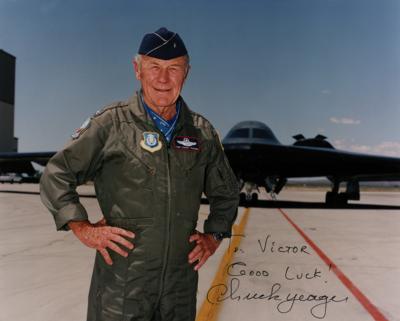 Lot #9728 Chuck Yeager Signed Photograph - Image 1
