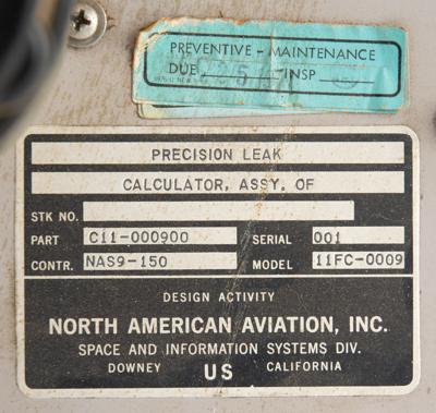 Lot #9088 Apollo Command Module Cabin Precision Leak Calculator Assembly - Image 3