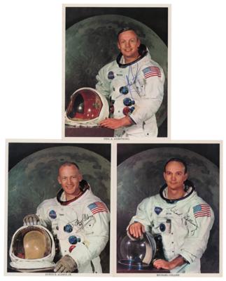 Lot #9197 Apollo 11 (3) Signed Photographs