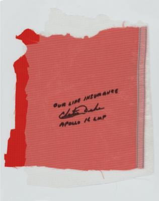Lot #9441 Charlie Duke Signed Apollo-Era Parachute Fabric - Image 1