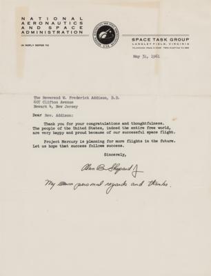 Lot #9051 Alan Shepard Typed Letter Signed