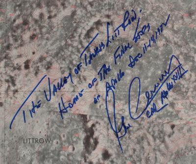 Lot #9461 Gene Cernan Signed Apollo 17 Lunar Topographic Orthophotomap - Image 2