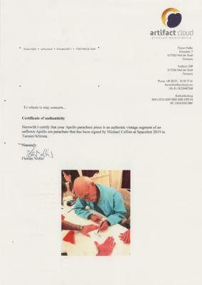 Lot #9258 Michael Collins Signed Parachute Fabric - Image 4