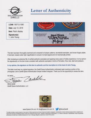 Lot #9454 John Young Signed Flown Patch Display - Image 3