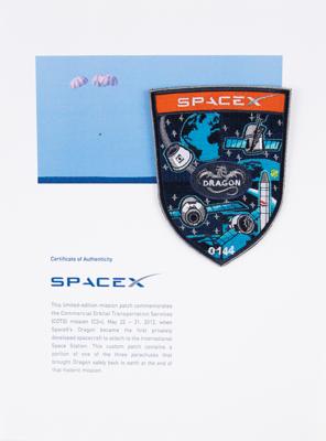 Lot #9682 SpaceX Dragon Employee Parachute Patch with Flown Parachute Fabric - Image 1