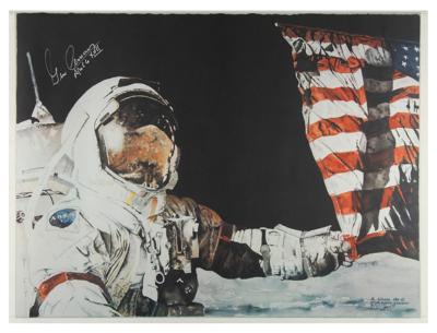 Lot #9462 Gene Cernan Signed Print by Ron Woods - Image 1