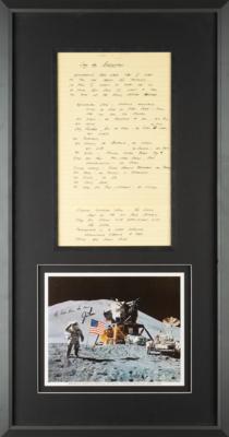 Lot #9404 Jim Irwin Handwritten Speech and Signed Photograph - Image 1