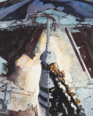 Lot #9712 Ron Woods Original Painting: 'Von Braun Rocks I' - Image 1