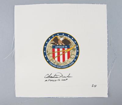 Lot #9457 John Young's Apollo 16 Beta Cloth Signed by Charlie Duke - Image 1
