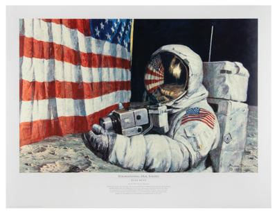 Lot #9277 Alan Bean Signed Print: 'Straightening Our Stripes' - Image 1