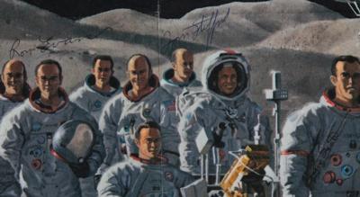 Lot #9494 Apollo Astronauts: Gene Cernan, Dave Scott, Ron Evans, and Tom Stafford Signed Poster - Image 2