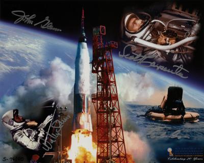 Lot #9042 Mercury Astronauts (4) Signed Photograph - Image 1